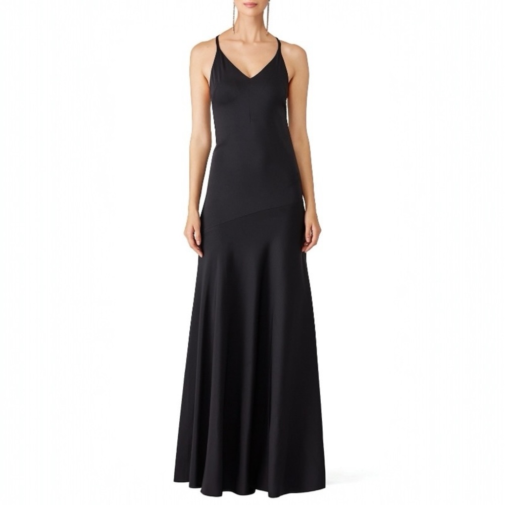 US 6 Cedric Charlier Black Silk Slip Gown NWT